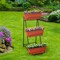 Vertical Raised Garden Bed Outdoor 3 Tiered Garden Planters Standing Elevated Planter Box with Drainage Holes for Plants Herbs Flowers Vegetables Brick